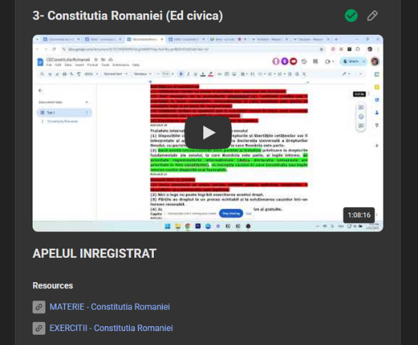 Ședințele de pregătire sunt înregistrate